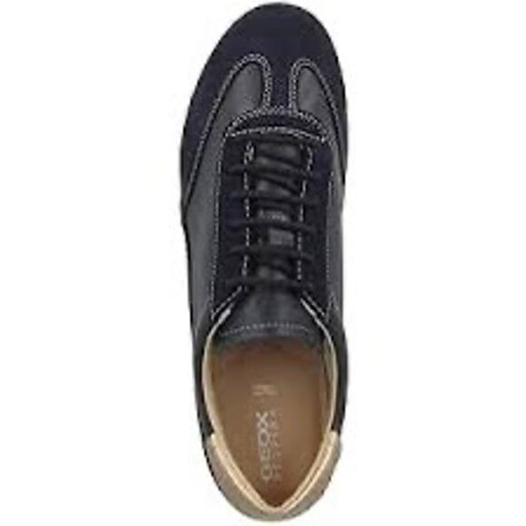 Geox Women's D Vega A Trainers Navy and Gold Leather Slim Line Comfort Sneaker - Picture 4 of 10